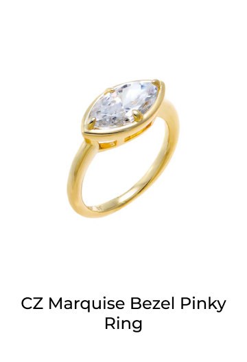 CZ Marquise Bezel Pinky Ring