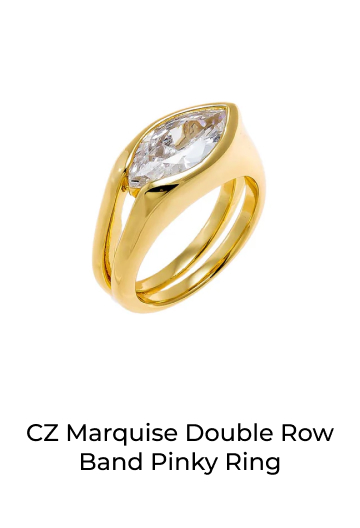 CZ Marquise Double Row Band Pinky Ring