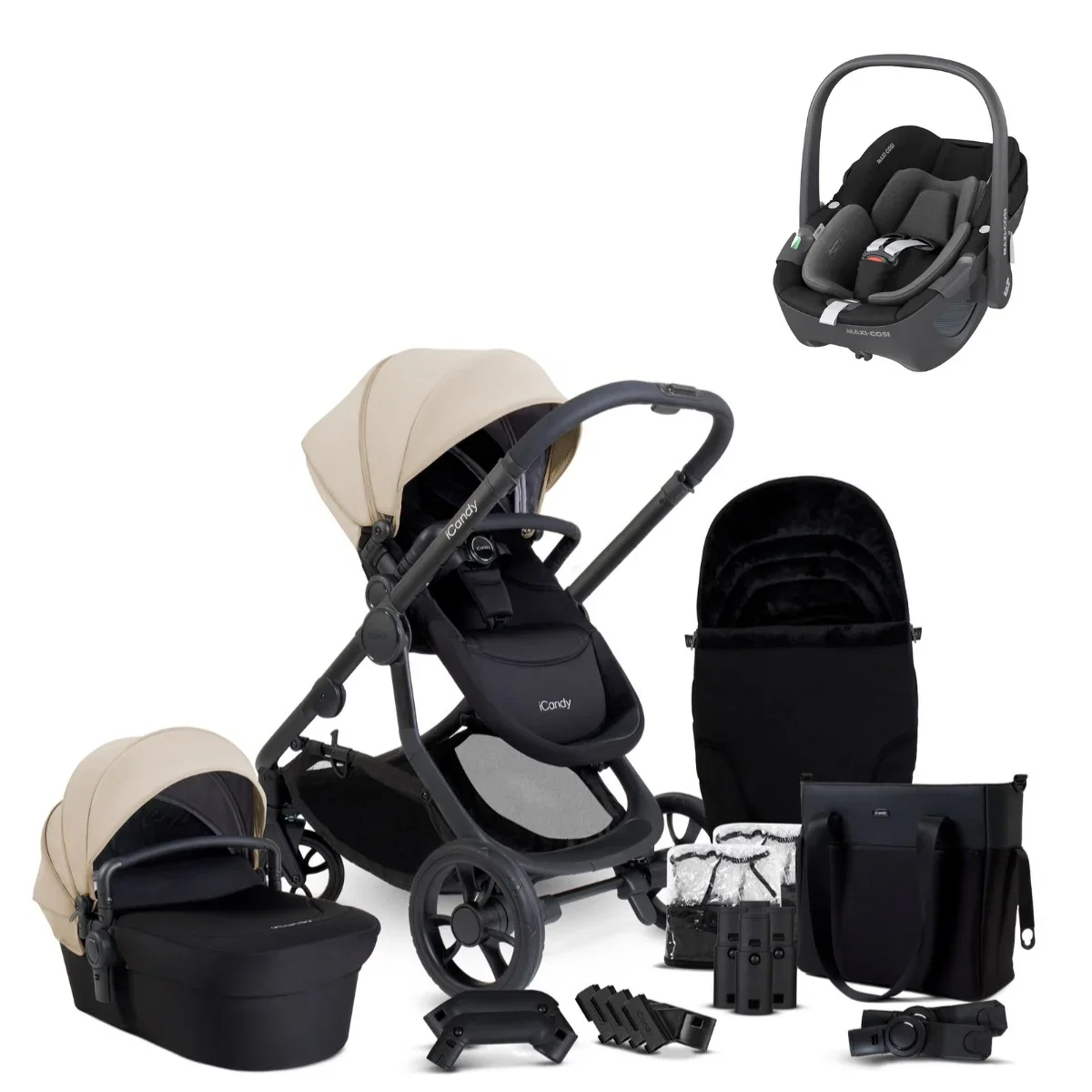 Image of iCandy Orange 4 Bundle with Maxi Cosi Pebble 360 - Latte / Black