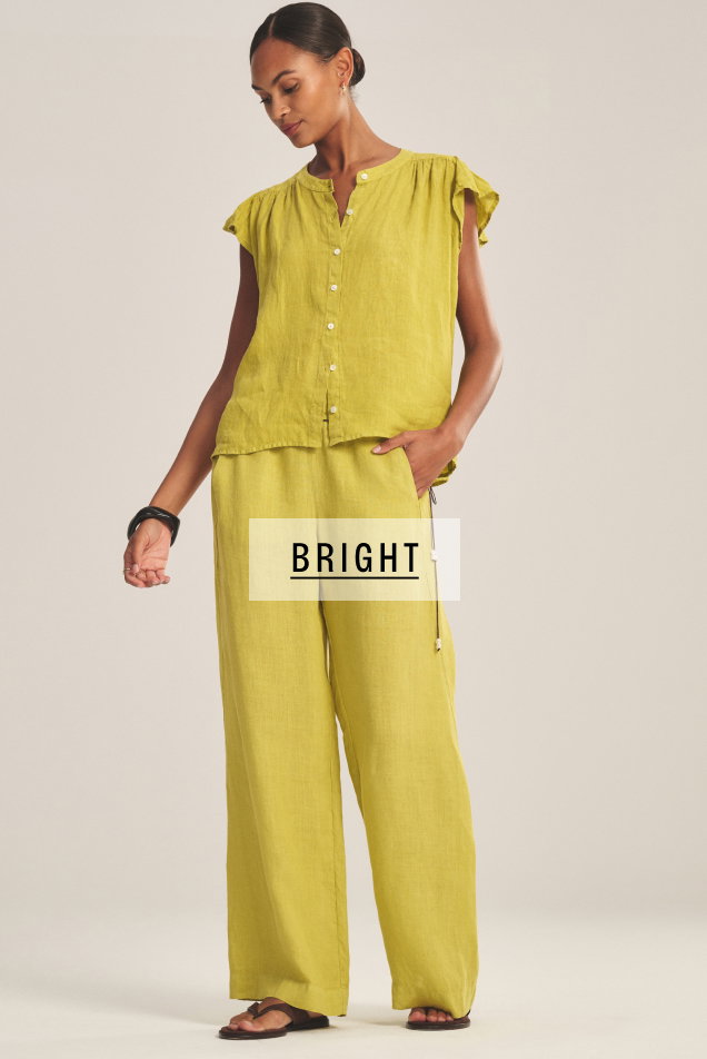 BRIGHT. Model wearing Lola in Citron. 