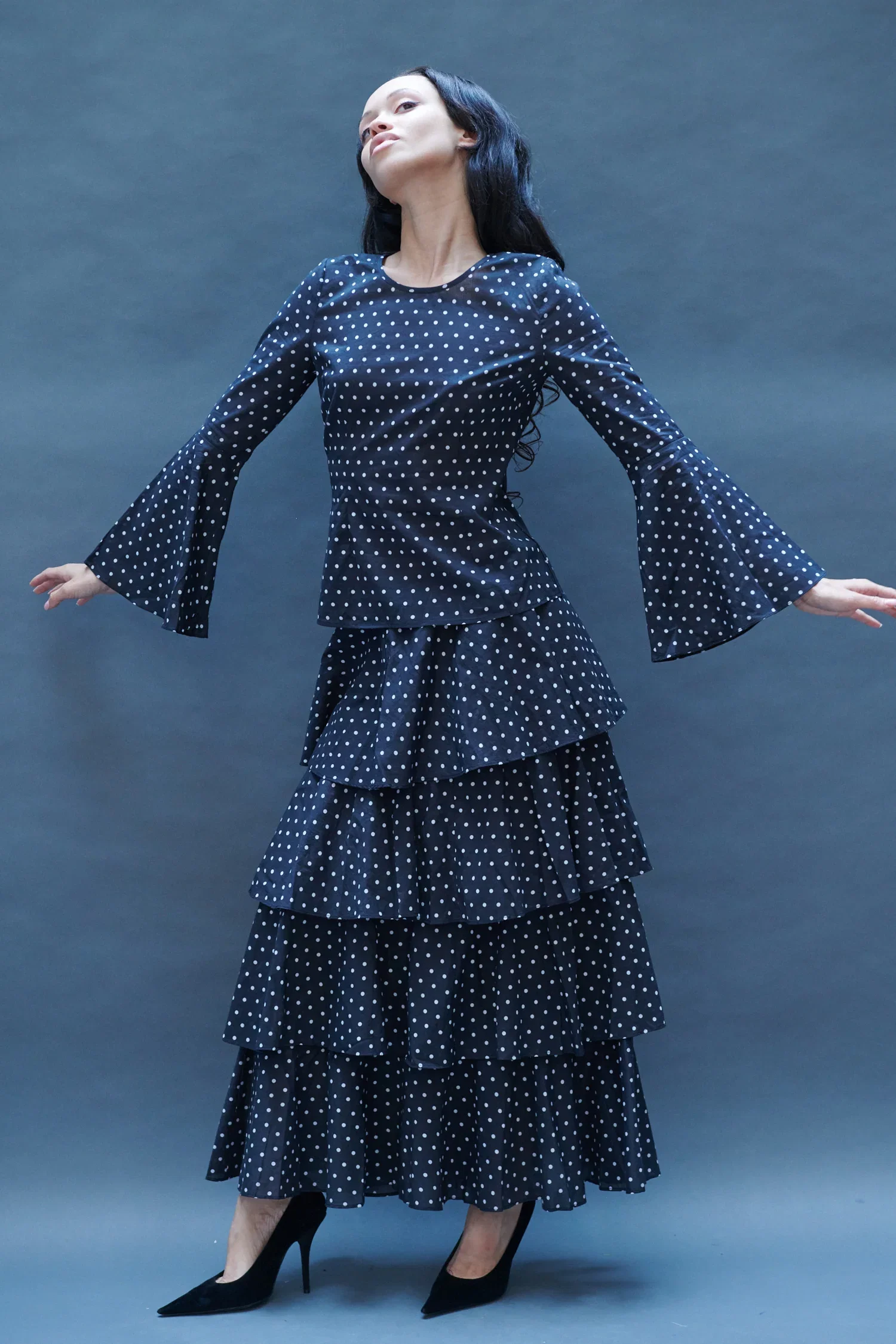 Image of Bell Blouse in Black Dots