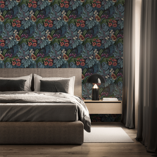 Laurence Llewelyn-Bowen Hedgerovia Floral Wallpaper Blue / Multi LB25134