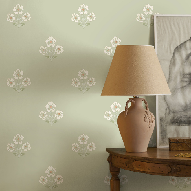 Daisy Floral Wallpaper Sage Green Holden 13971