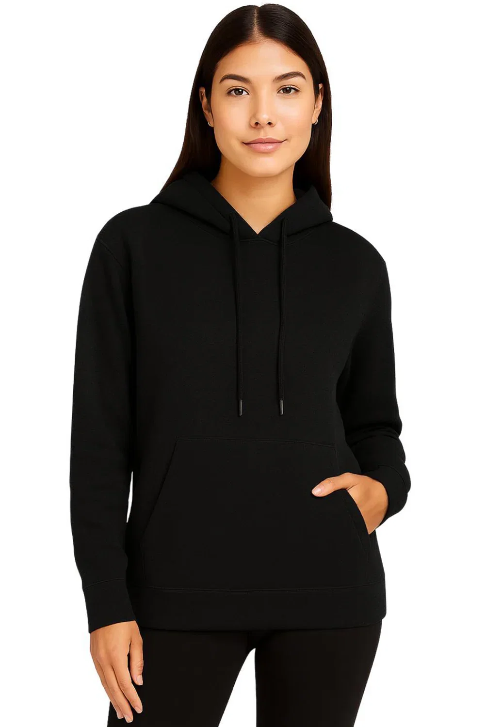 Image of Women’s Plain Pullover Hoodie with Kangaroo Pocket