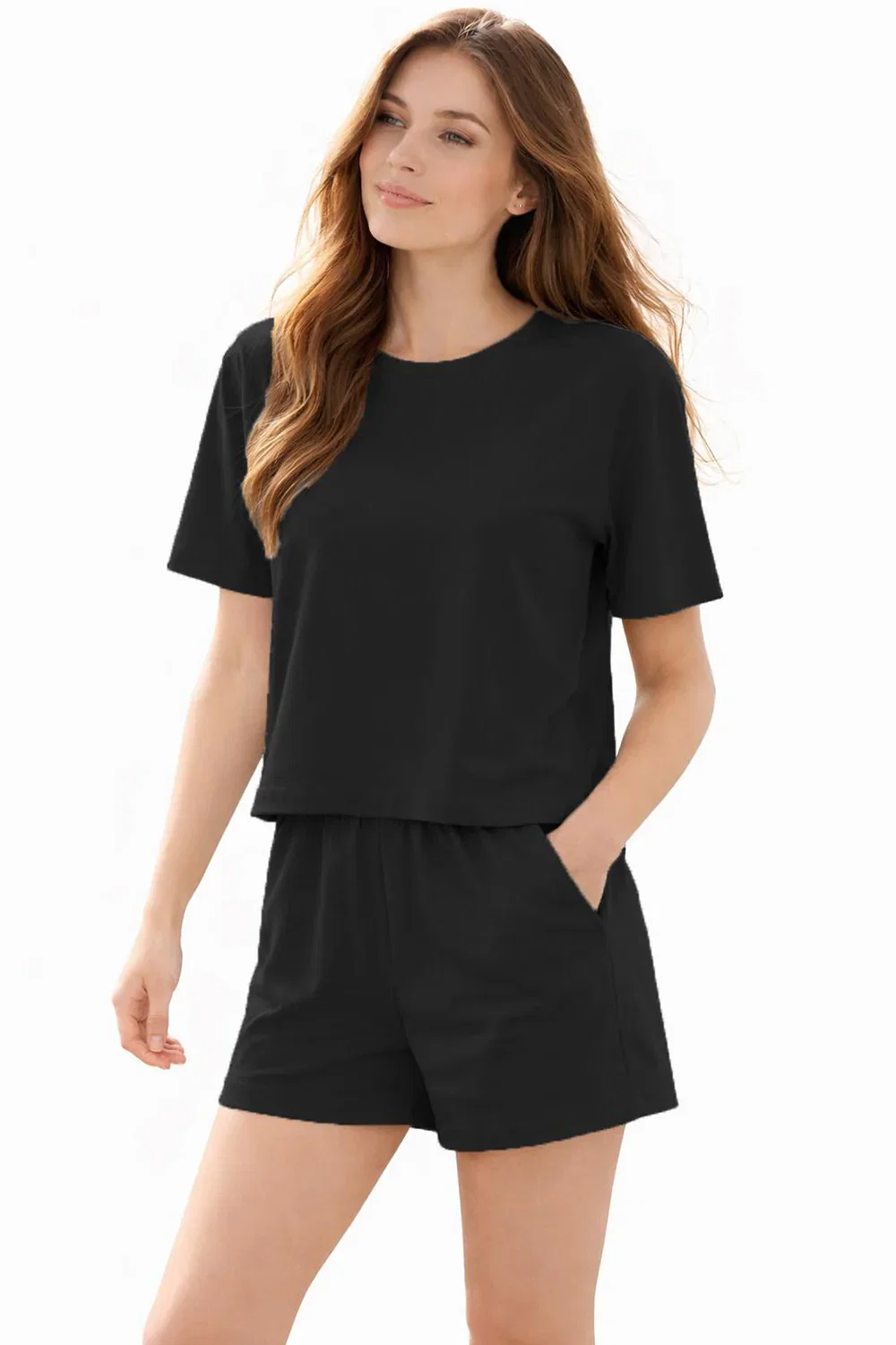 Image of Women’s Polycotton Lounge-wear Set – 2 Piece T-Shirt & Shorts Co-Ord