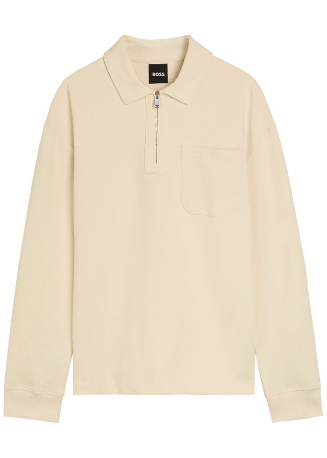 BOSS Half-zip cotton-blend sweatshirt