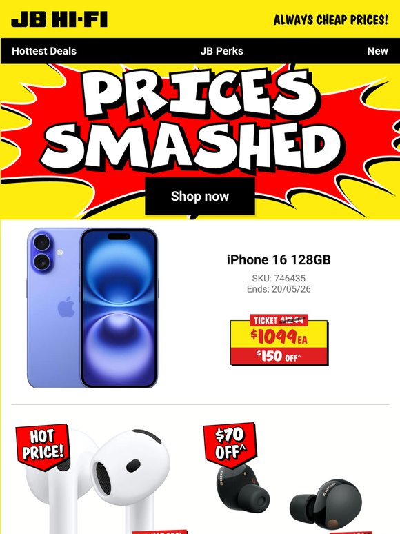 🔥Prices Smashed! iPhone 16, Laptops, TVs + stacks more!