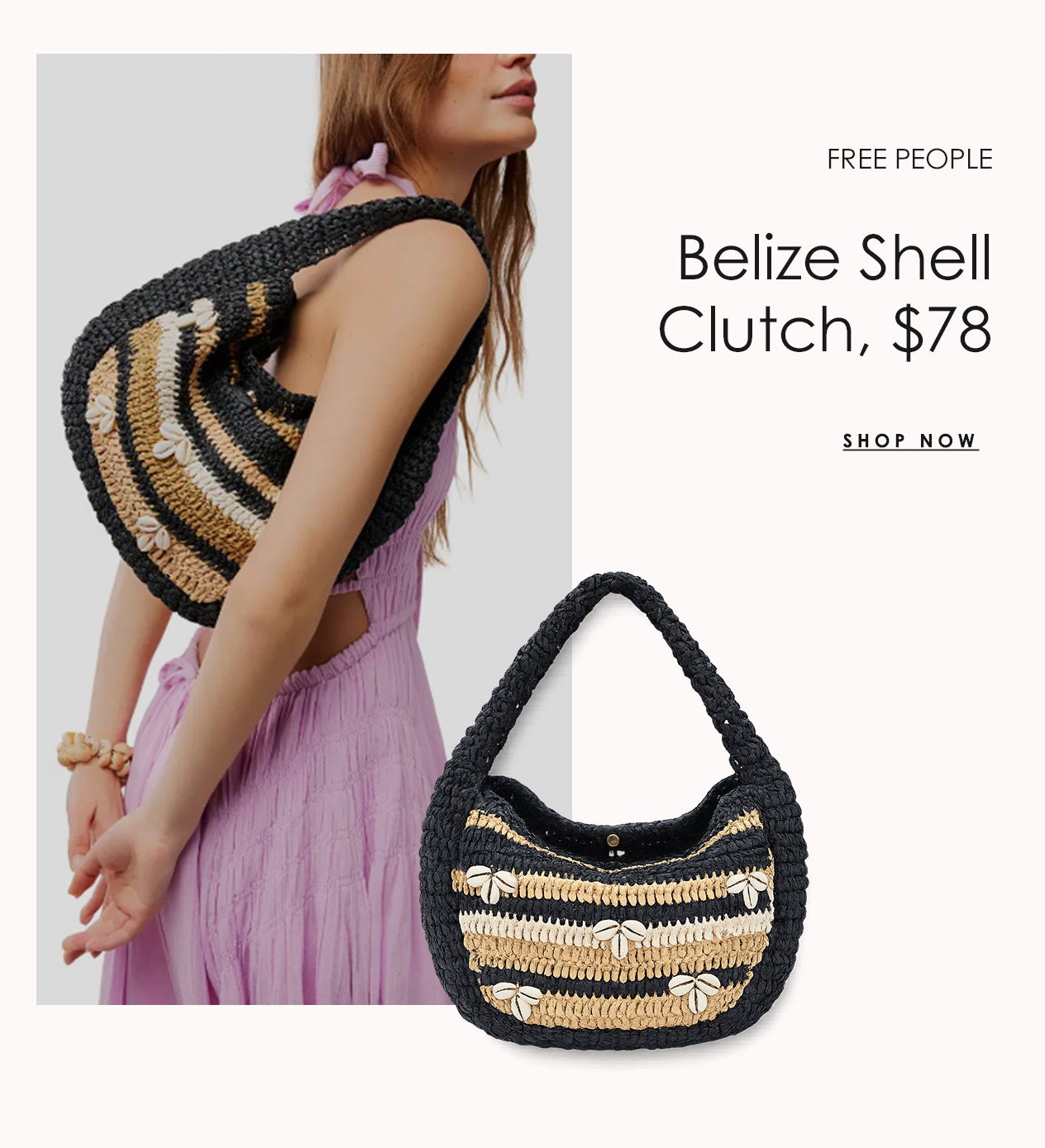 FREE PEOPLE Belize Shell Clutch