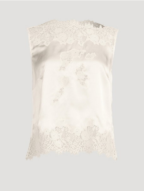 Viviane Lace-Trimmed Silk Blouse