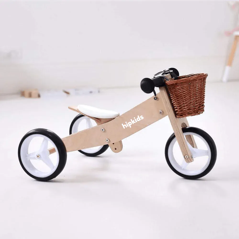 Image of 2 in 1 Toddler Mini-Trike with Wicker Basket Natural