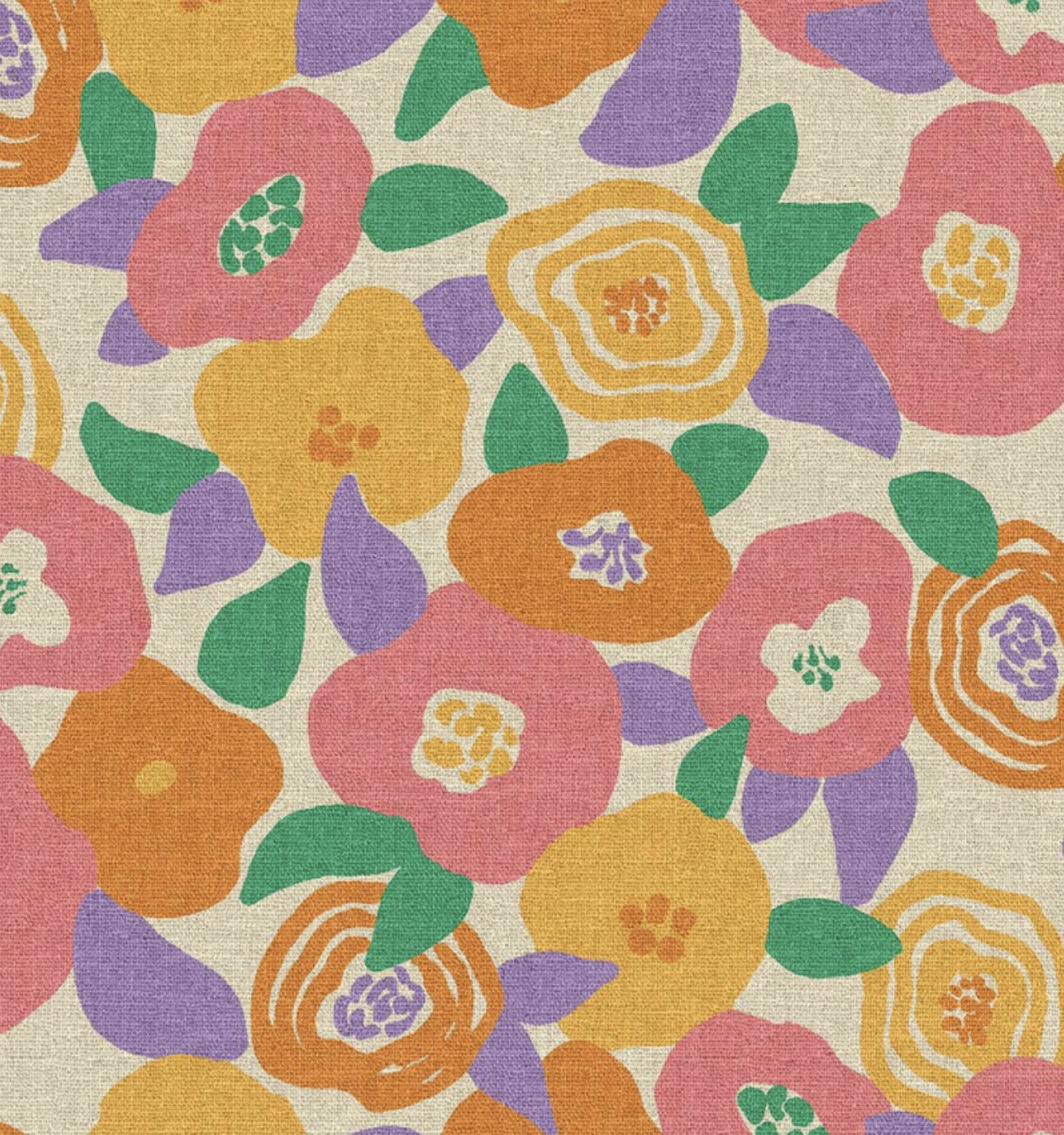 Tissu toile de coton demi natté Vivia - ivoire