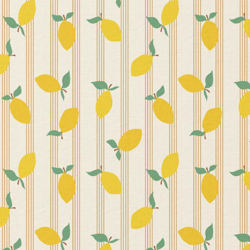 Tissu coton cretonne Lime - écru