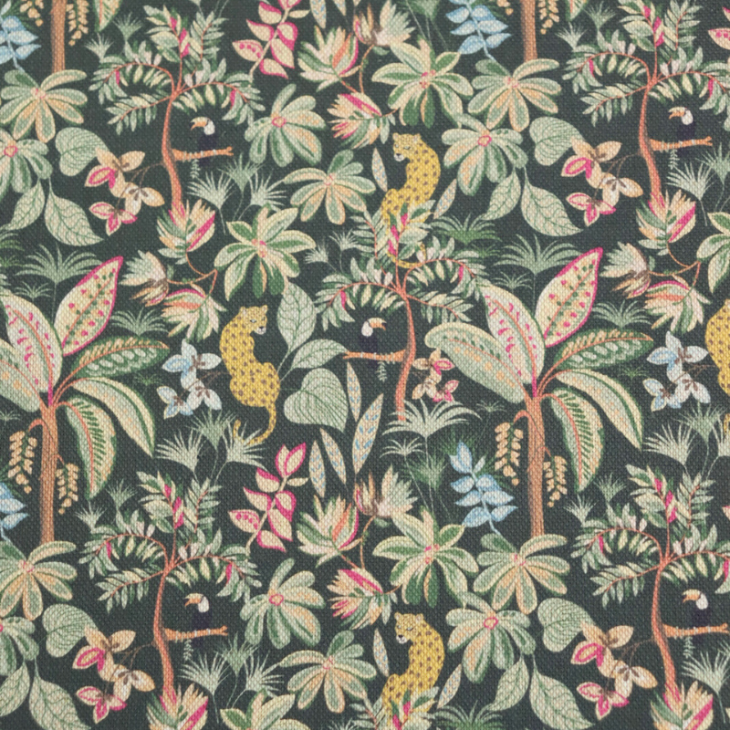 Tissu toile de coton aspect lin Jungle - vert