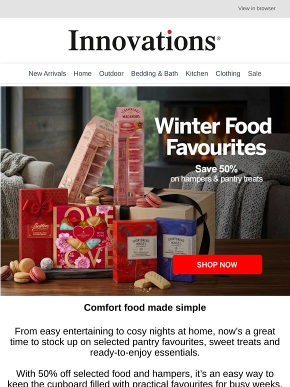 Winter Food Favourites | Save 50% on hampers & pantry treats