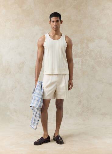 Leon Ribbed Vest | Cotton | Cream