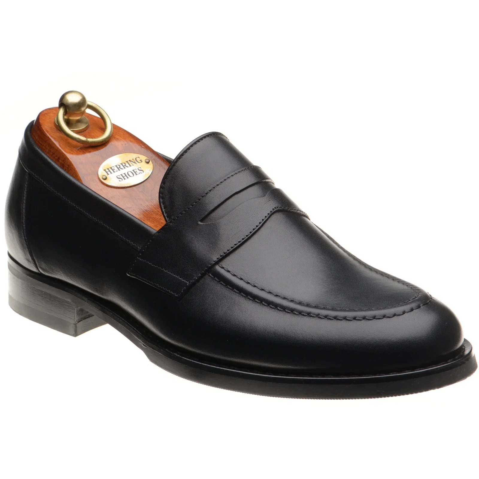 Image of Herring William mens rubber-soled loafers in black calf
