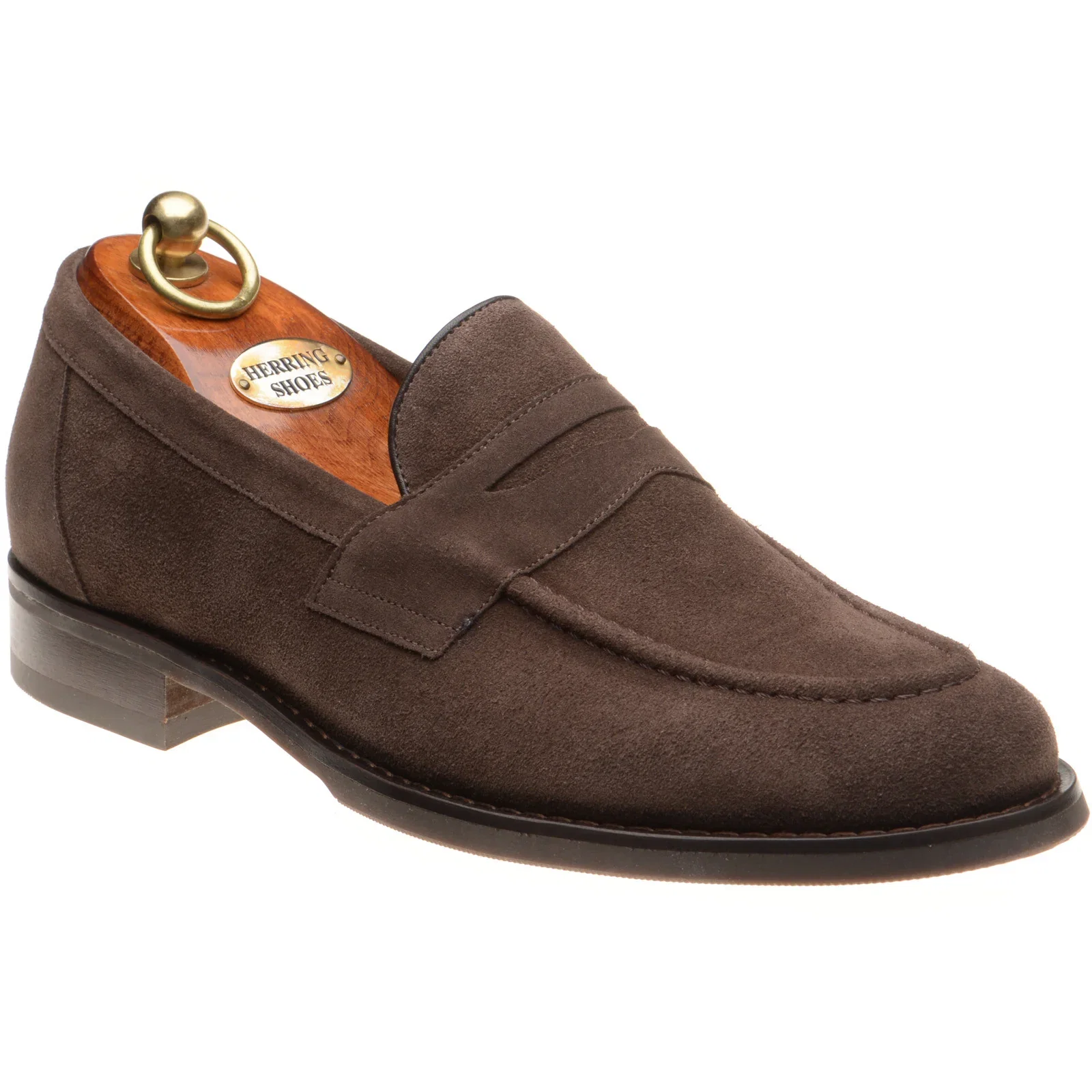 Image of Herring William mens rubber-soled loafers in brown suede