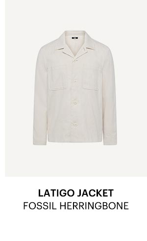An image of an ecru linen jacket - Shop the Latigo Jacket in Fossil Herringbone.