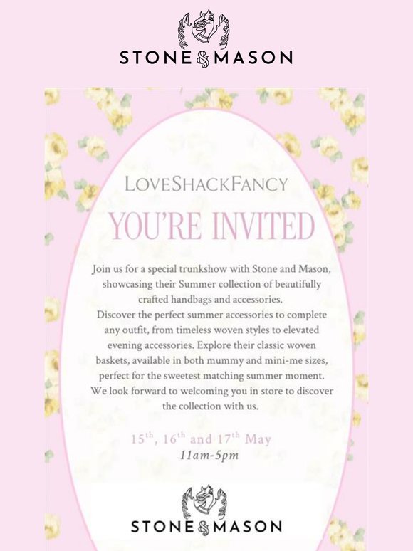 Shop in store in London this Weekend!