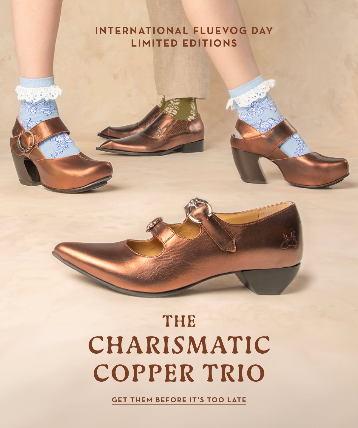 International Fluevog Day Limited Editions | The Charismatic Copper Trio | Get Them Before It's Too Late