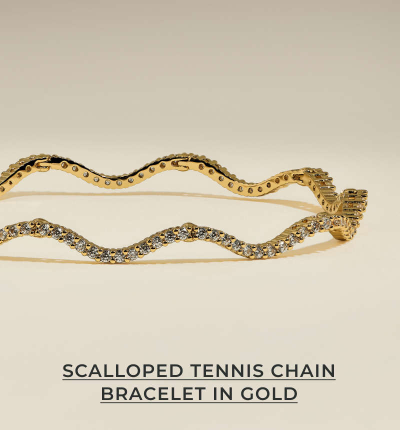 Scalloped Tennis Chain Bracelet in Gold