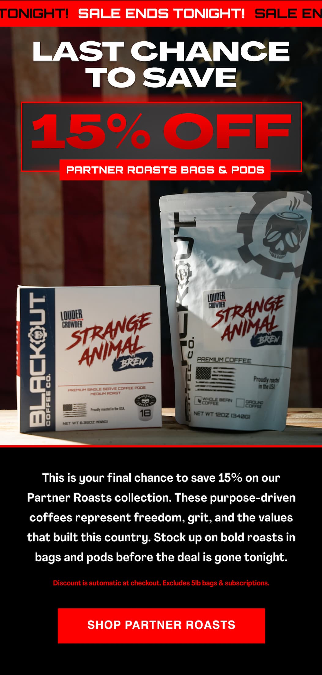 15% Off Partner Roasts Bags & Pods Last Chance