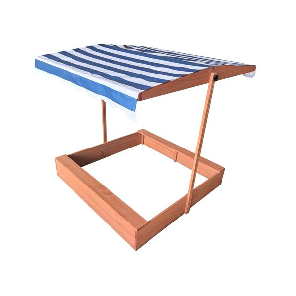 Sandkasten Sandkiste Holz mit verstellbarem Dach 120x120 cm