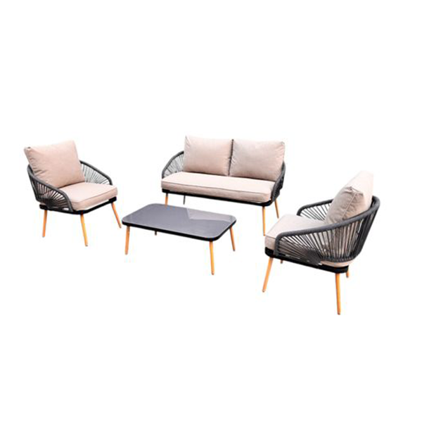 4tlg Outdoor Loungemöbel-Set Rope mit Polsterauflagen