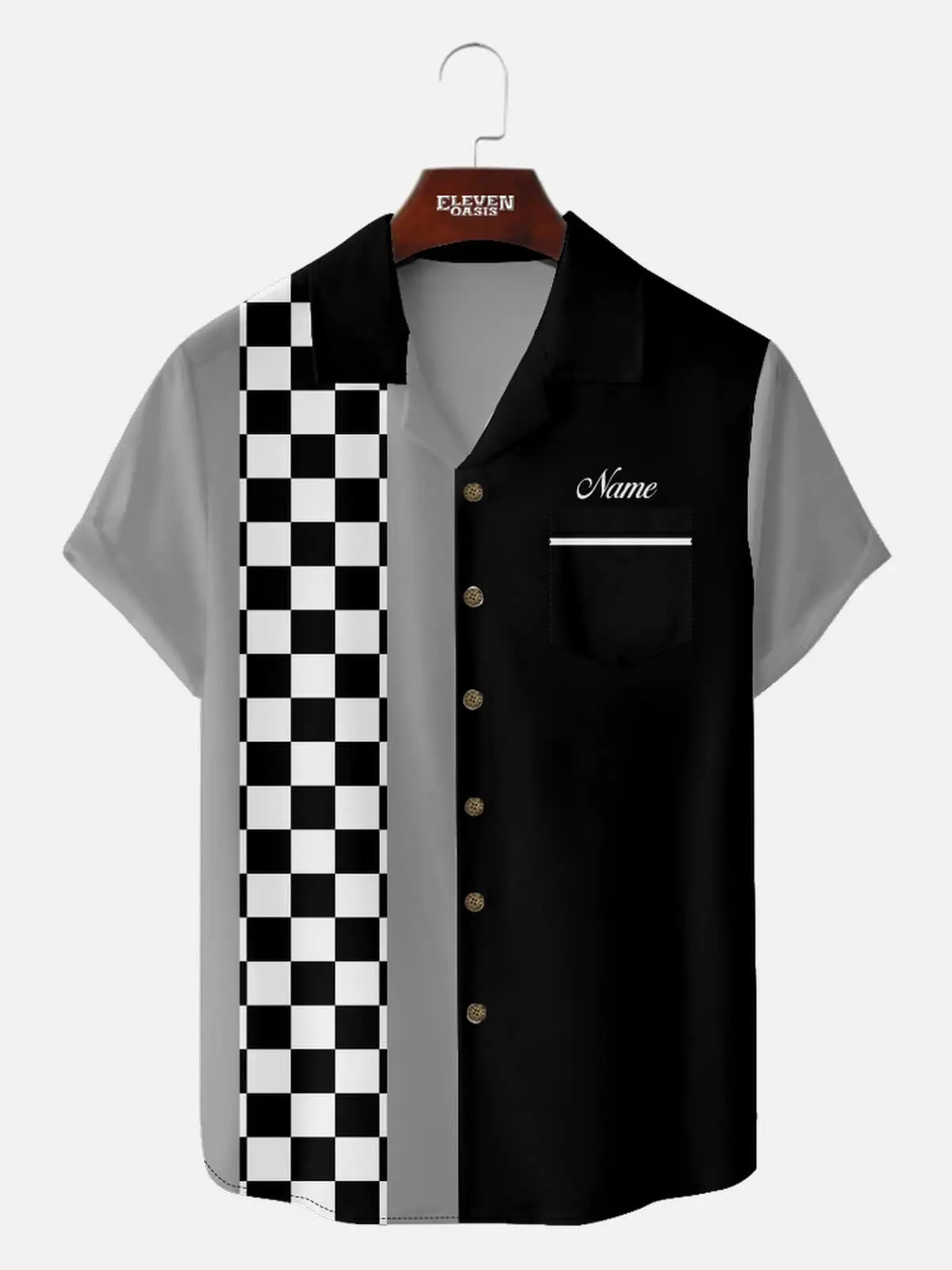 Image of Men's Custom Racing Checkered Short Sleeve Shirt
