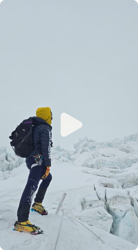 Karl Egloff climbing a mountain