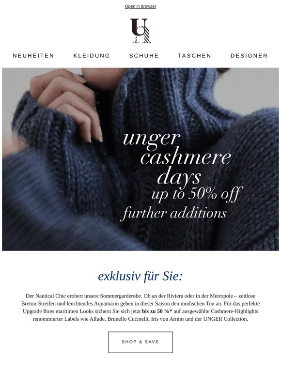 ⚓ The Nautical Essentials | BIS ZU 50% OFF - UNGER CASHMERE DAYS