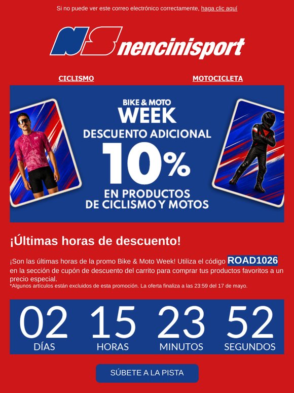 🚨 Últimas horas de EXTRA 10% - Bike & Moto Week