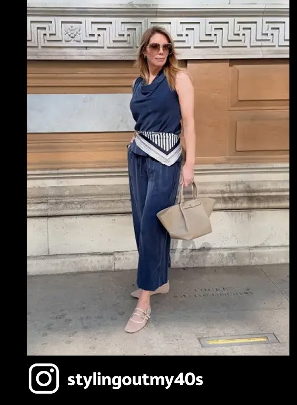 Navy Sandwash Balloon Leg Co-ord Trousers