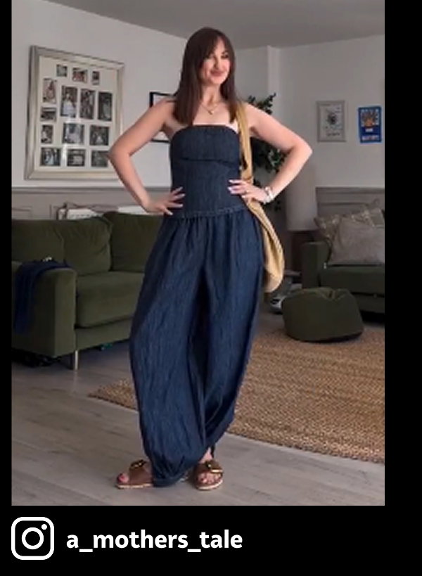 Dark Denim Linen Blend Bandeau Co-ord Top