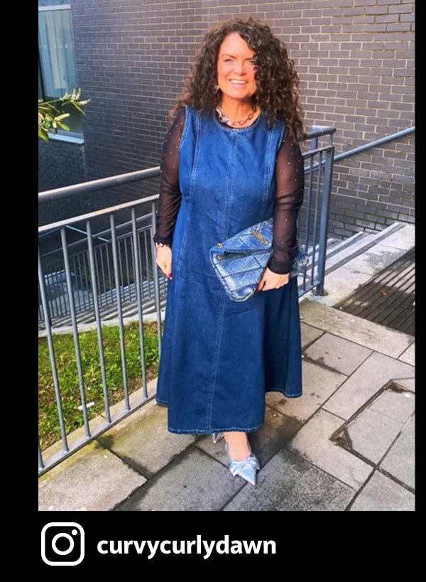 Mid Denim Seam Detail Midaxi Dress