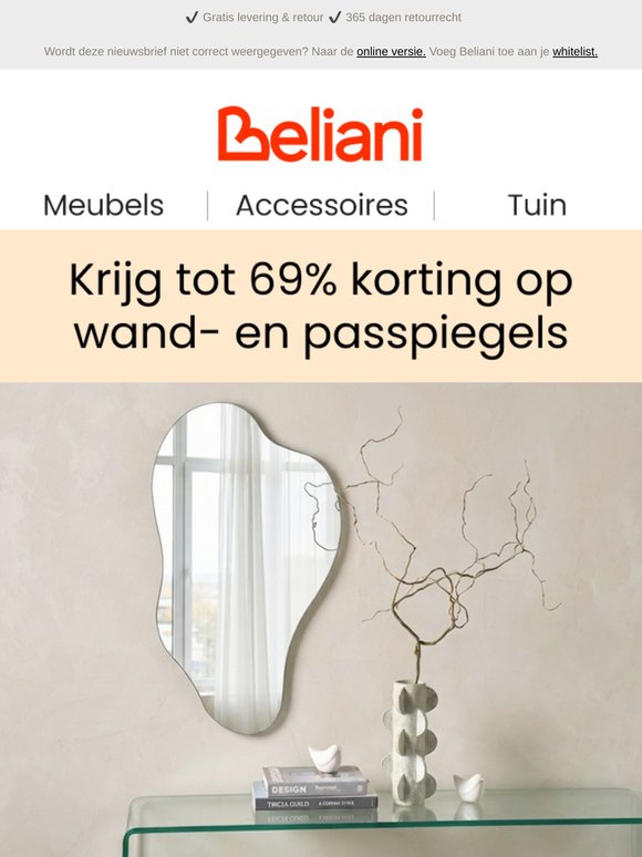 Spiegel uitverkoop: Krijg tot 69% korting op alle spiegels 🪞