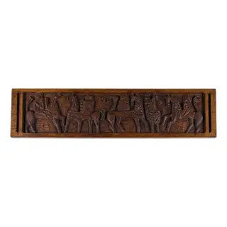 Image of Evelyn Ackerman 'Horsemen' Wood Carved Panel