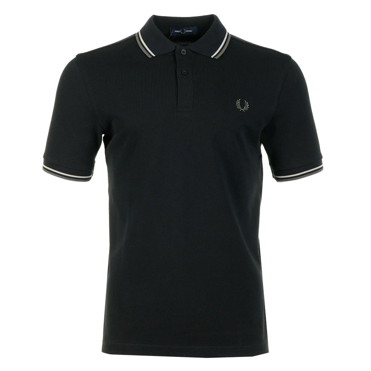Image of FRED PERRY<BR>Short Sleeve Twin Tipped Polo Black