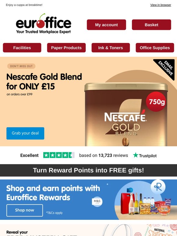 Order today and get a Nescafe Gold Blend tin for just £15!