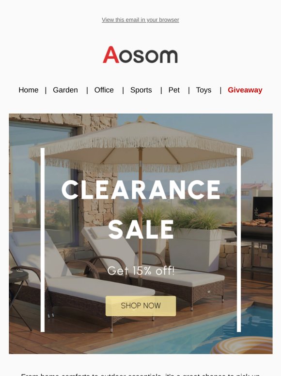 An extra 15% off clearance favourites