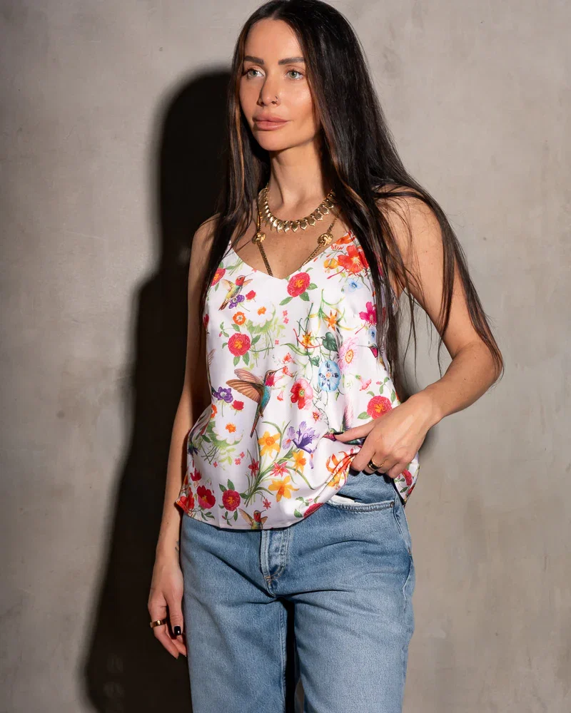 Image of Cooper Cami Floral Hummingbird (Ivory)