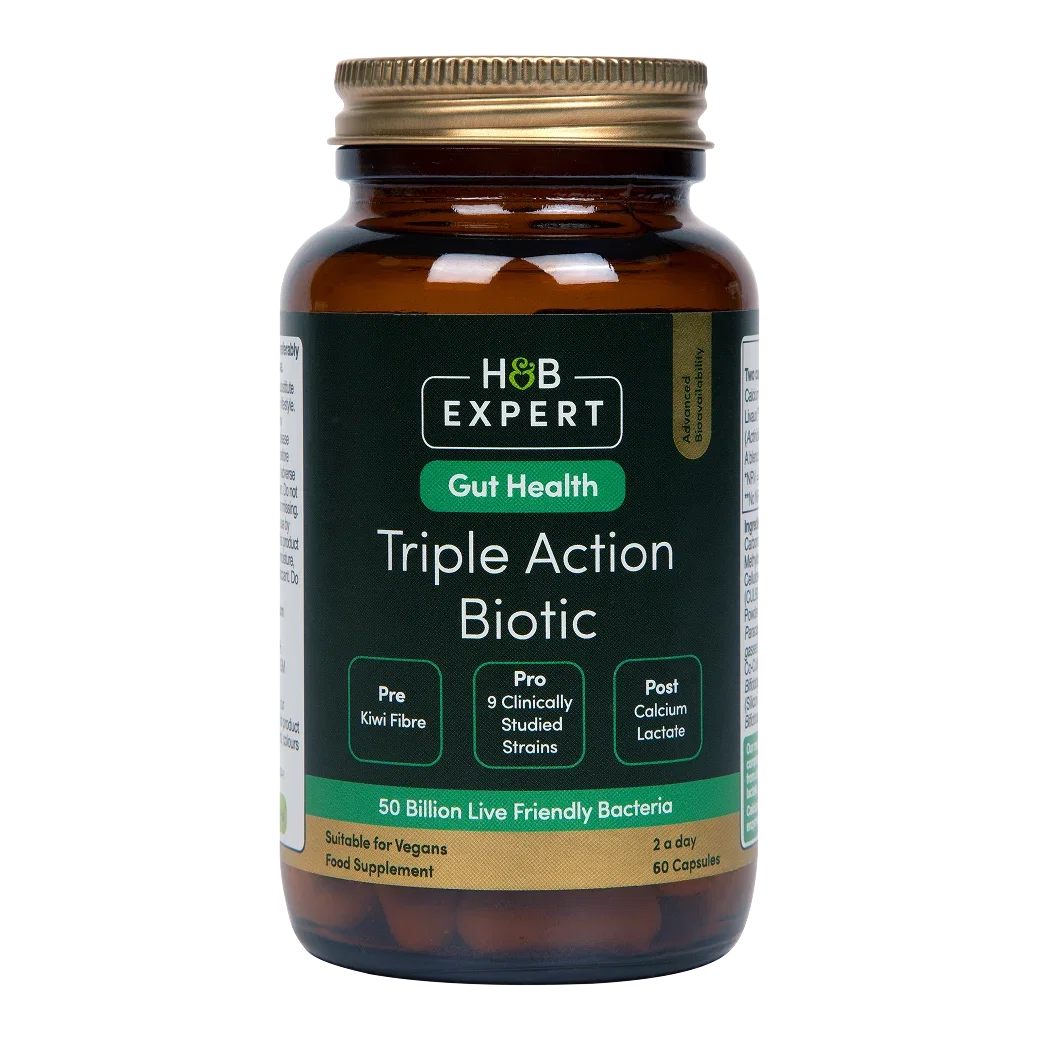 H&B Expert Triple Action Biotic Gut Formula 60 Capsules