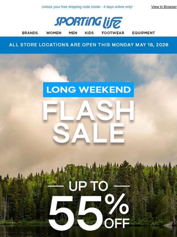 Long Weekend Flash Sale: Up To 55% Off!