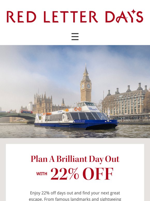 22% off days out for your next great escape