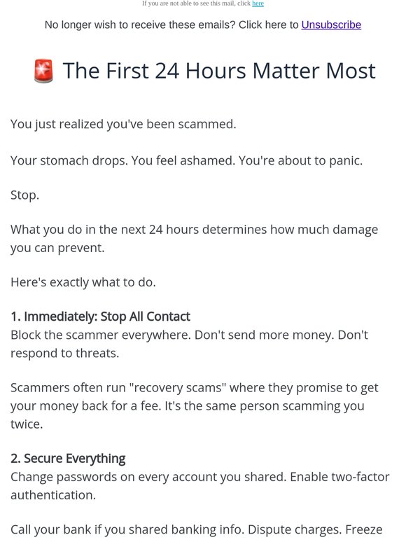 You've been scammed. Here's exactly what to do next.