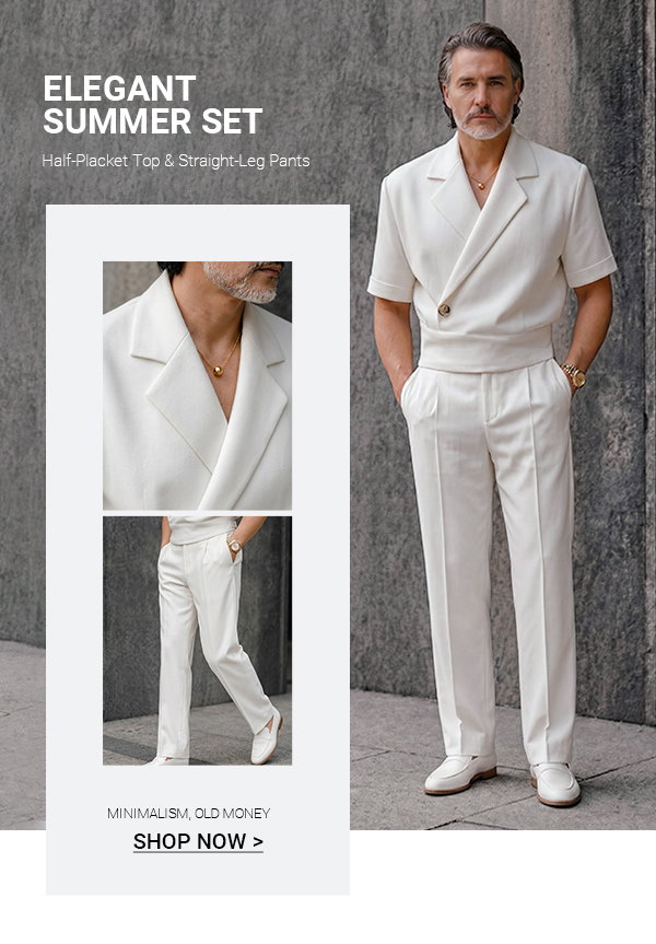 elegant-summer-half-placket-top-and-straight-pants-set