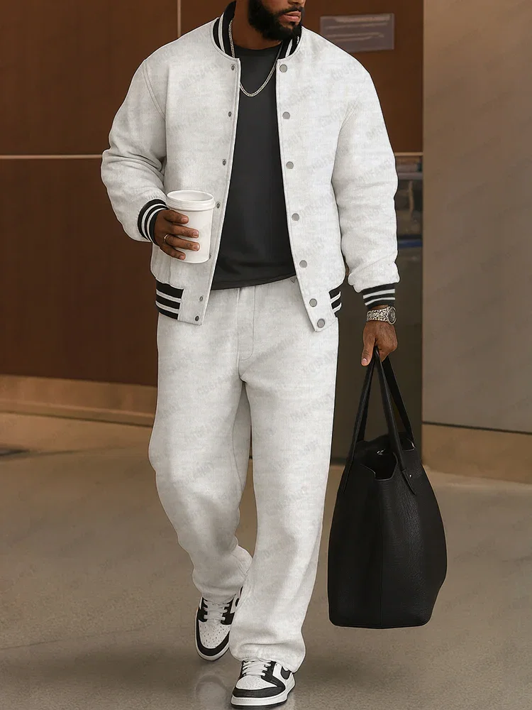 Image of Classic Striped Trim Jacket Pants Set