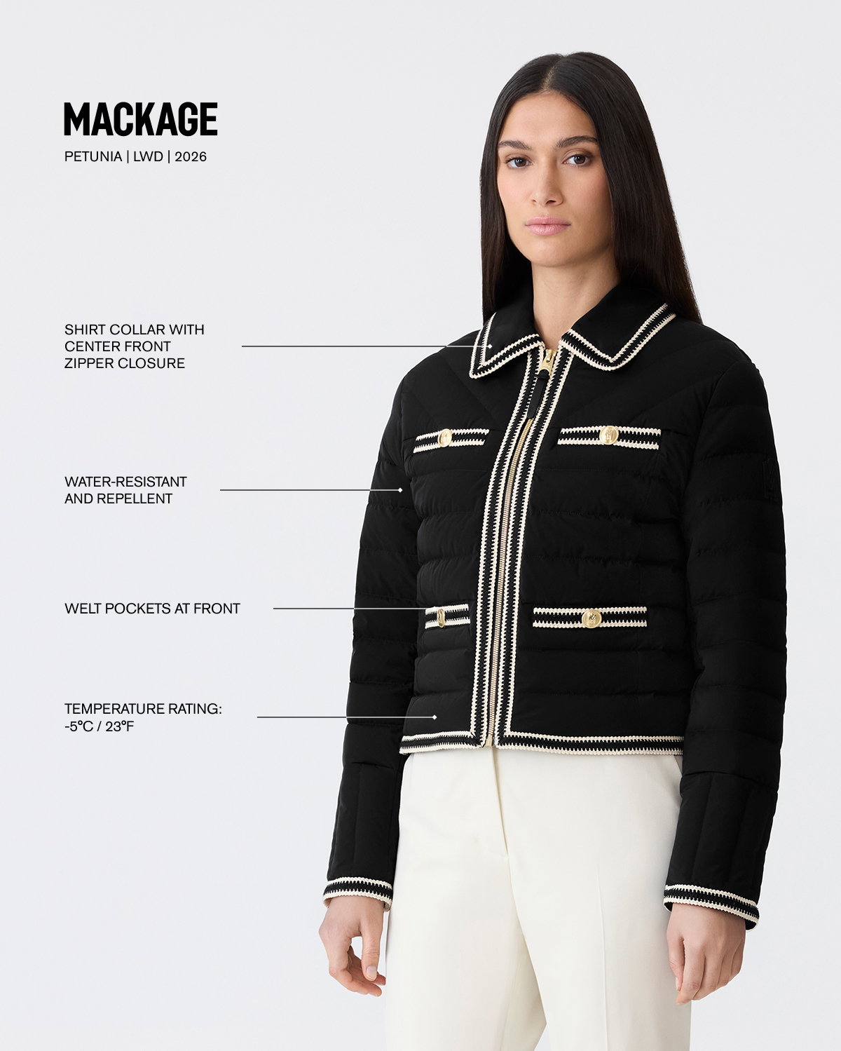 PETUNIA Crocheted Trim Down Jacket for Women