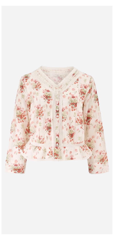 Hillock Top In Ivory Lantana Floral