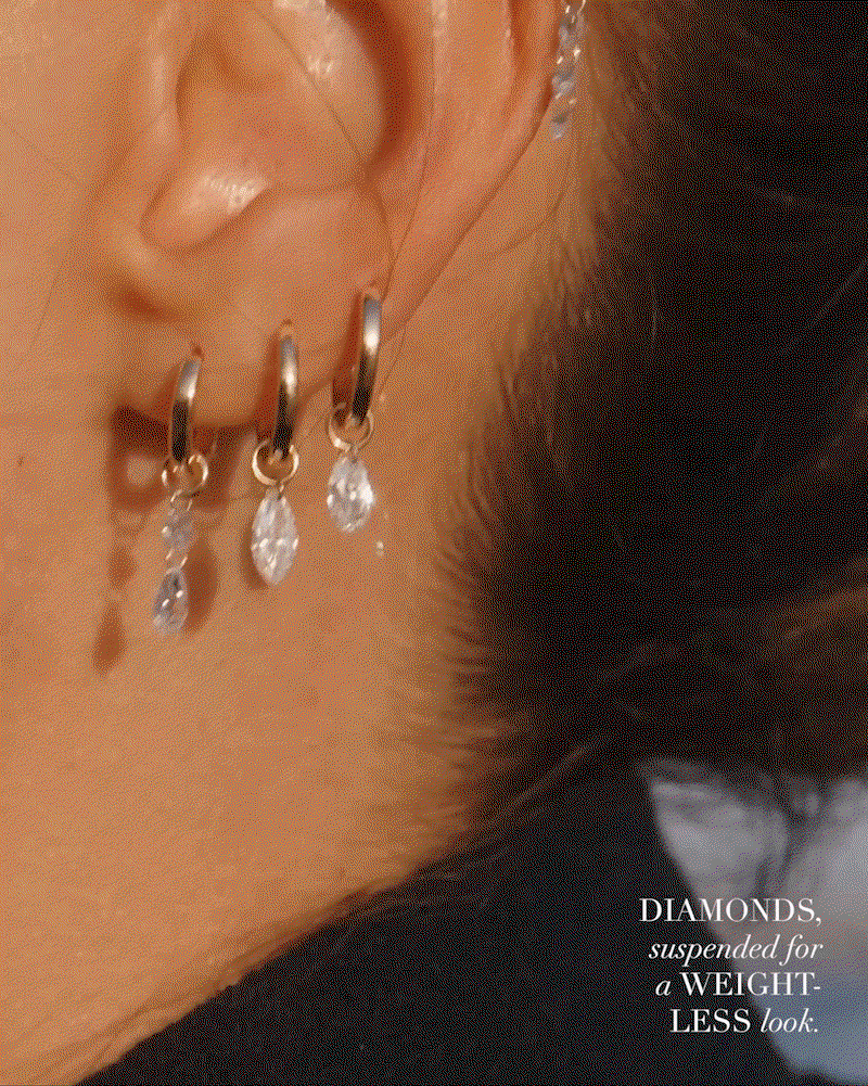 Diamonds, suspended for a weightless look.